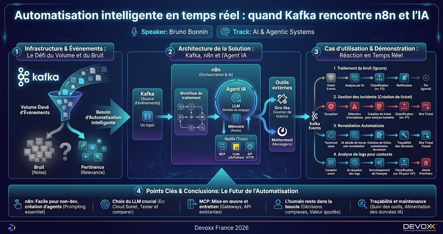 Automatisation intelligente en temps réel : quand Kafka rencontre n8n et l’IA infographic