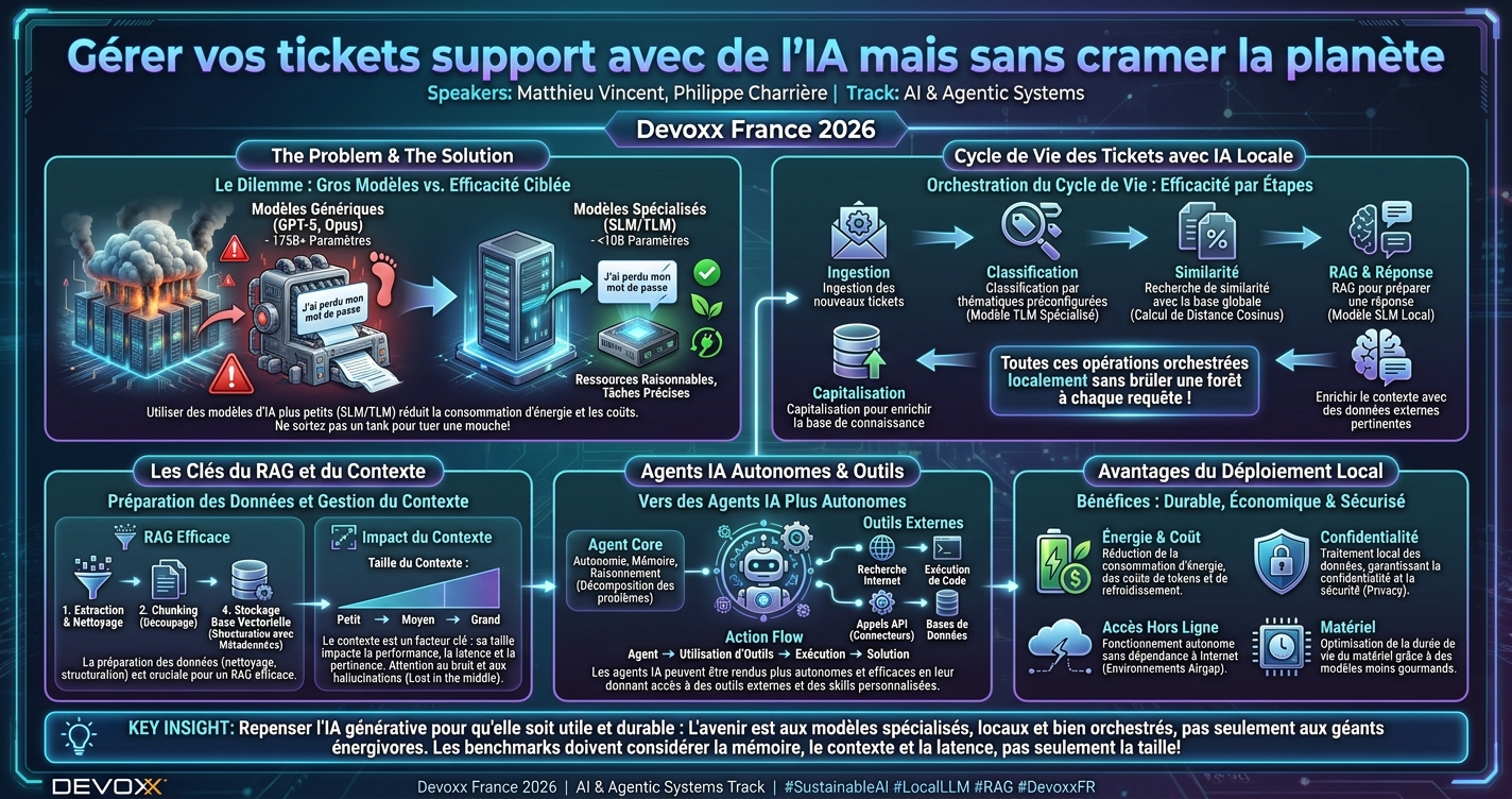 Gérer vos tickets support avec de l’IA mais sans cramer la planète infographic