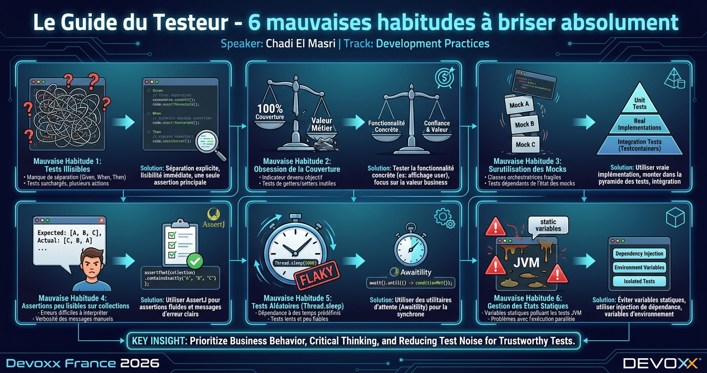 Le Guide du Testeur - 6 mauvaises habitudes à briser absolument infographic