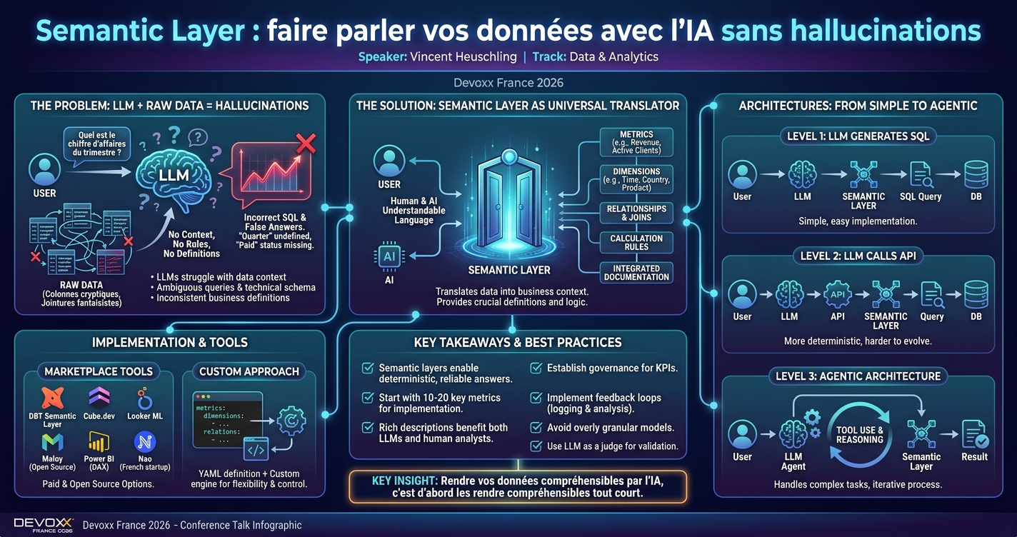 Semantic Layer : faire parler vos données avec l'IA sans hallucinations infographic