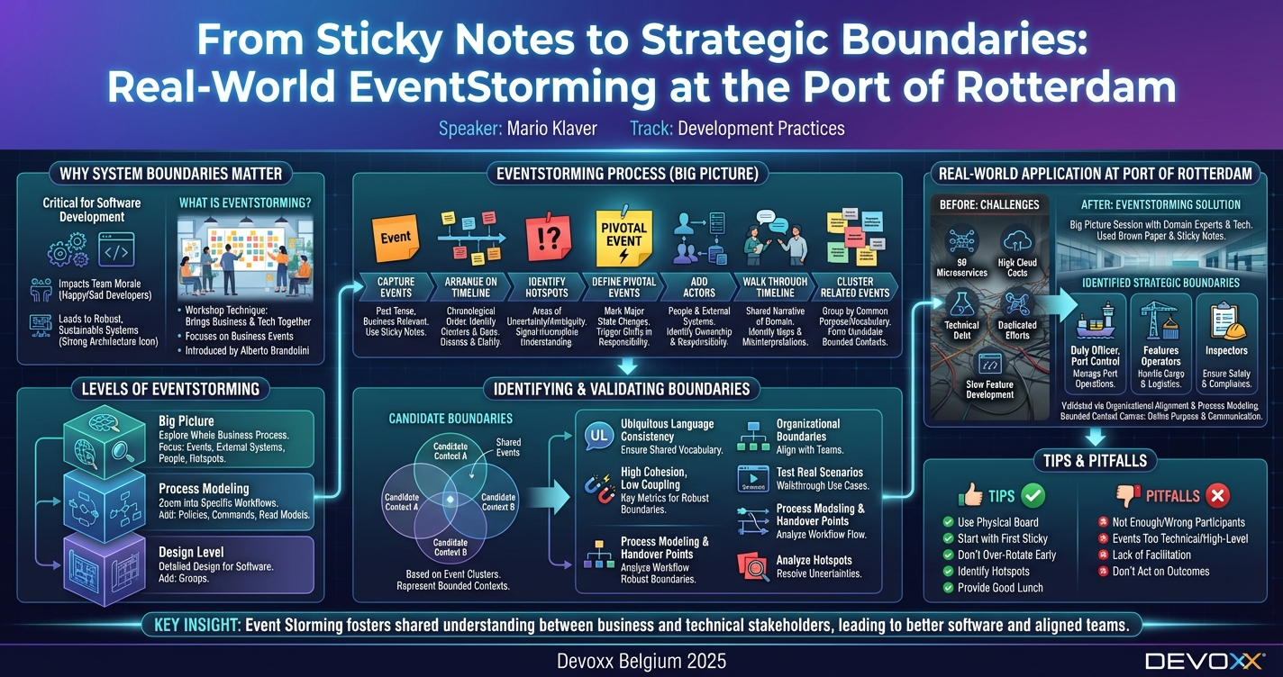 From Sticky Notes to Strategic Boundaries: Real-World EventStorming at the Port of Rotterdam infographic