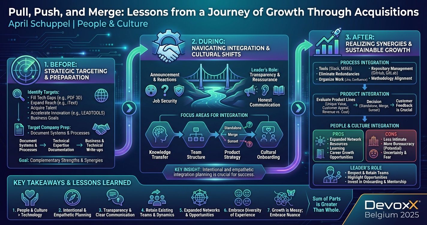 Pull, Push, and Merge: Lessons from a Journey of Growth Through Acquisitions infographic