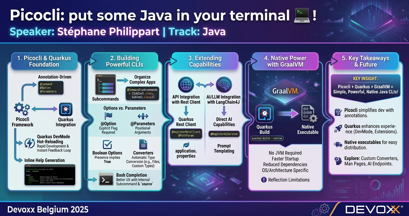 Picocli: put some Java in your terminal 💻! infographic