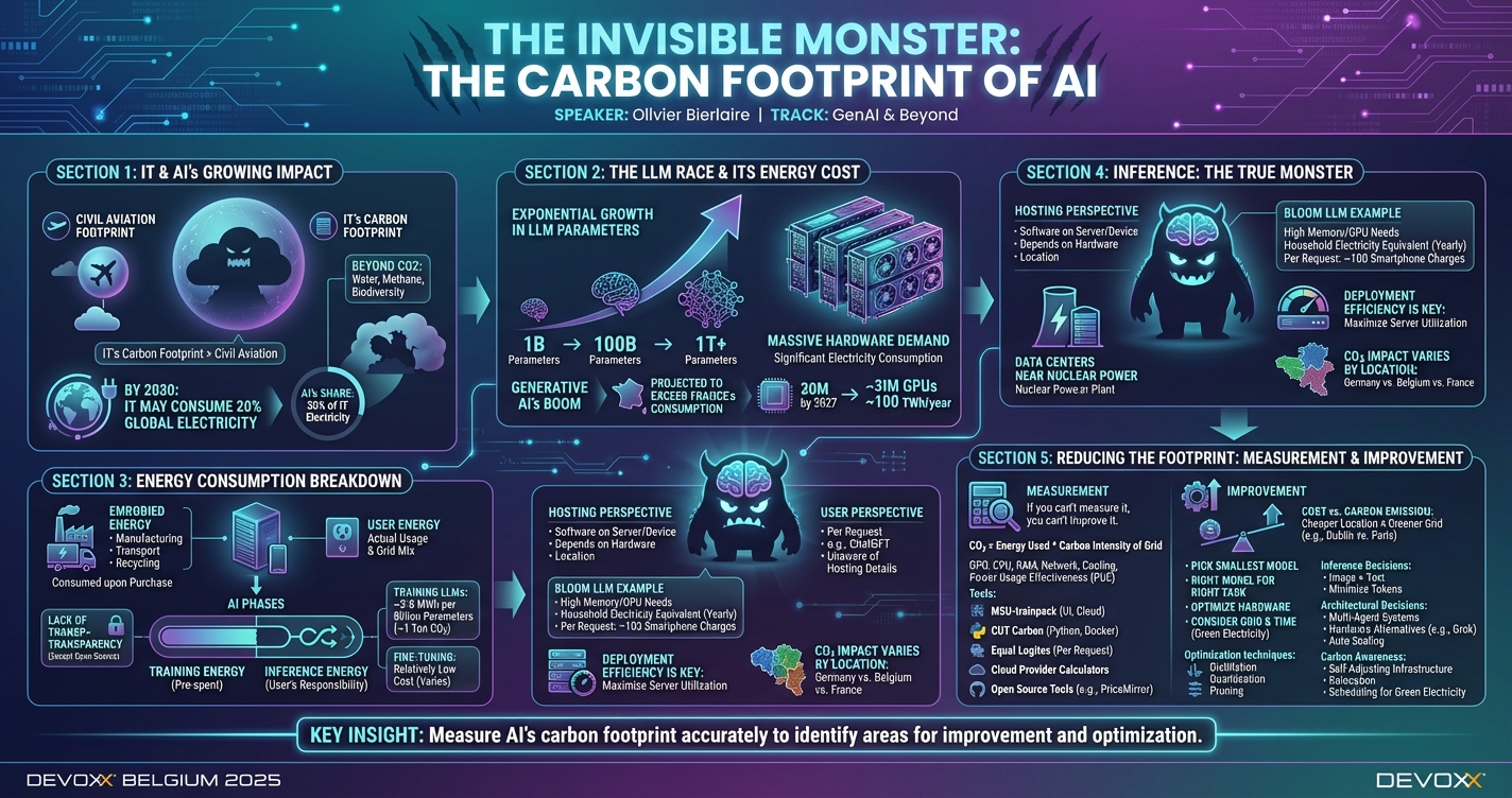 The Invisible Monster: The Carbon Footprint of AI infographic