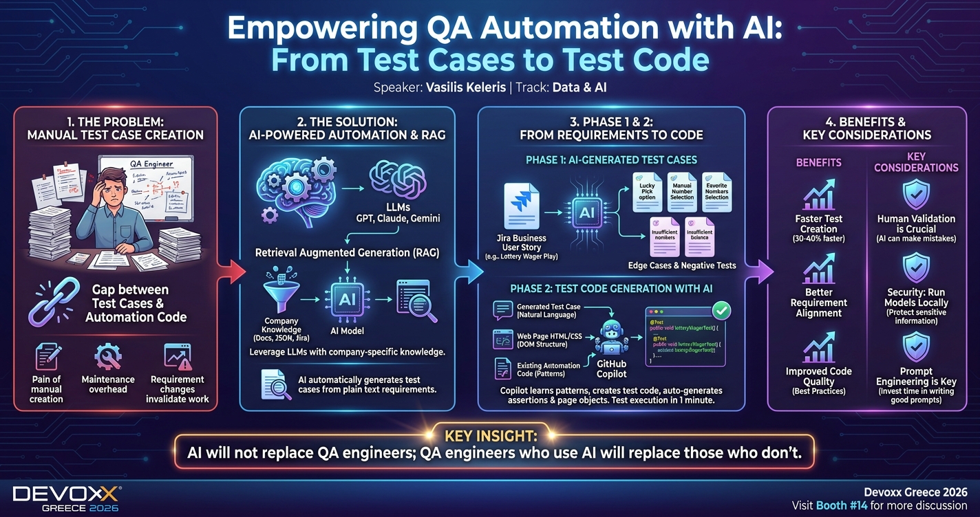 Empowering QA Automation with AI: From Test Cases to Test Code infographic
