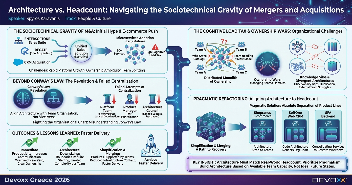 Architecture vs. Headcount: Navigating the Sociotechnical Gravity of Mergers and Acquisitions infographic