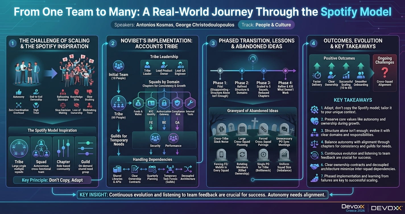 From One Team to Many: A Real-World Journey Through the Spotify Model infographic