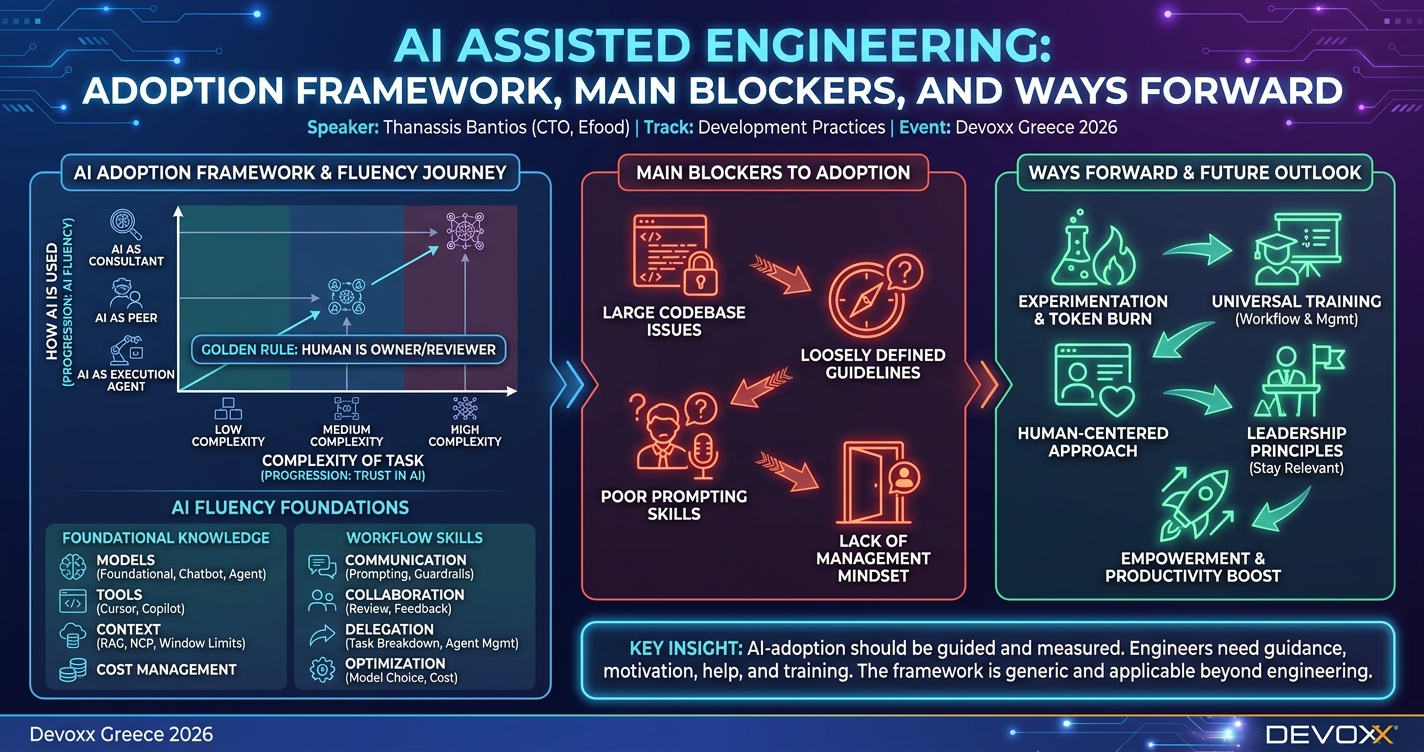 AI assisted engineering: adoption framework, main blockers, and ways forward infographic