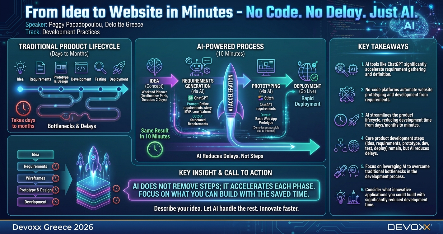 From Idea to Website in Minutes - No Code. No Delay. Just AI. infographic
