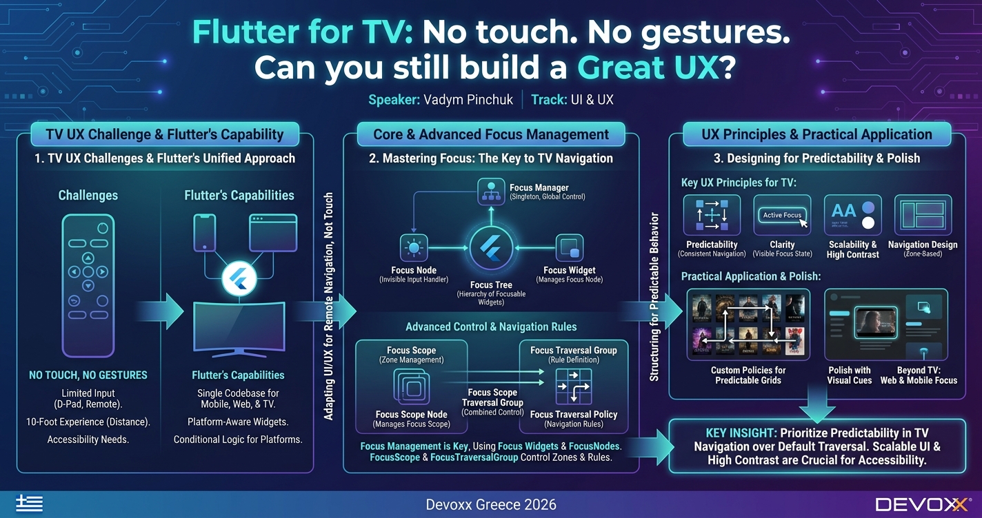 Flutter for TV: No touch. No gestures. Can you still build a Great UX? infographic