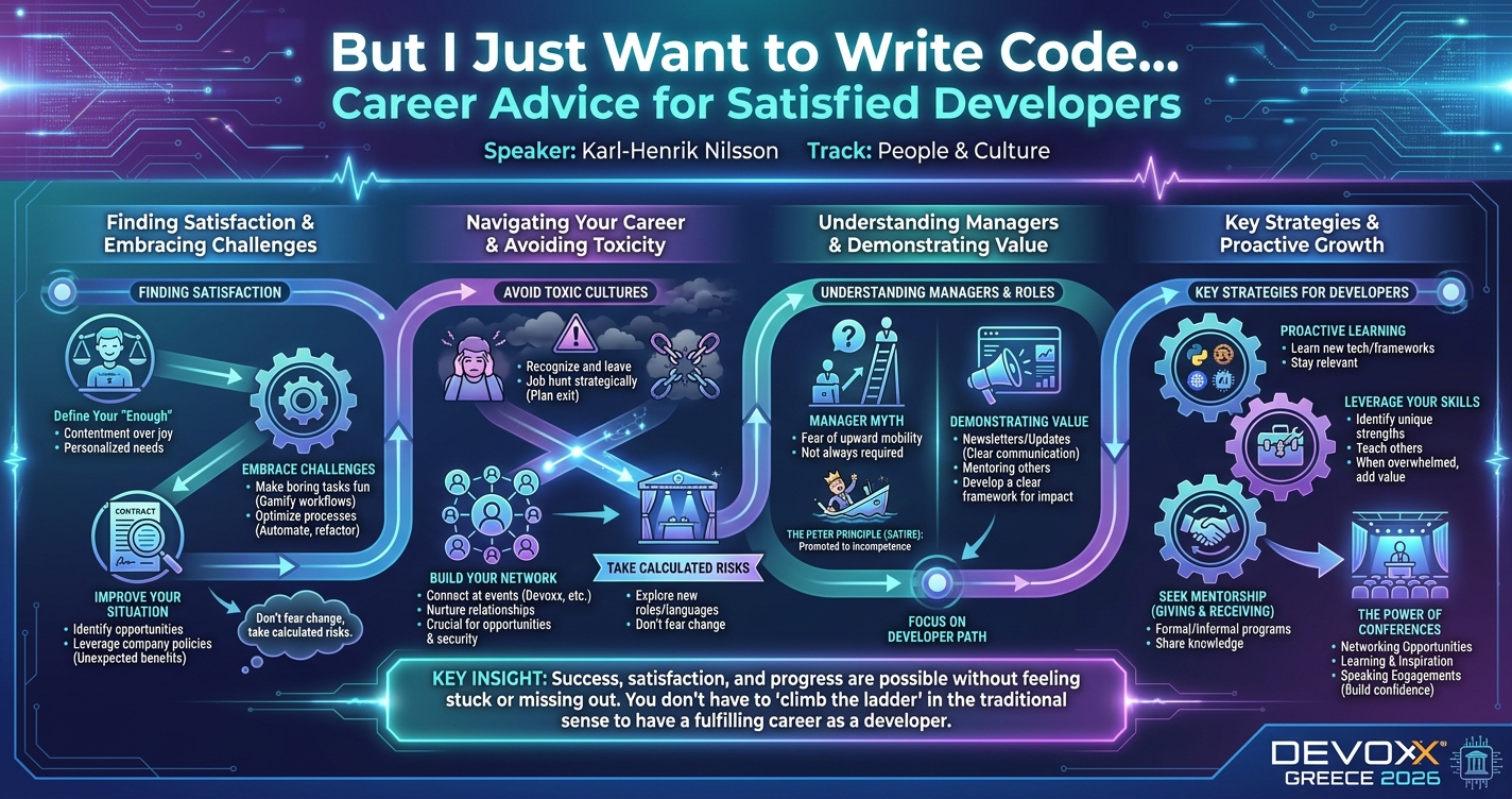 But I Just Want to Write Code... Career Advice for Satisfied Developers infographic