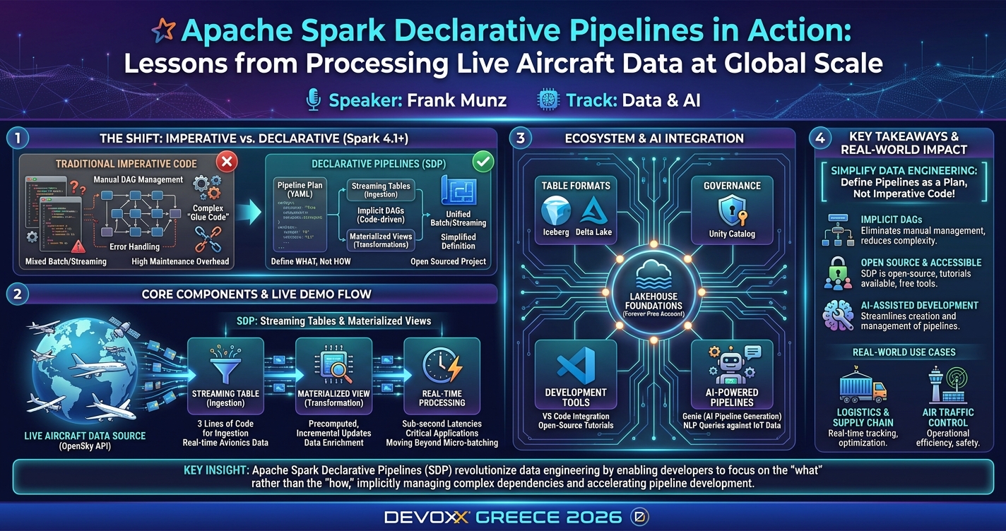 Apache Spark Declarative Pipelines in Action: Lessons from Processing Live Aircraft Data at Global Scale infographic