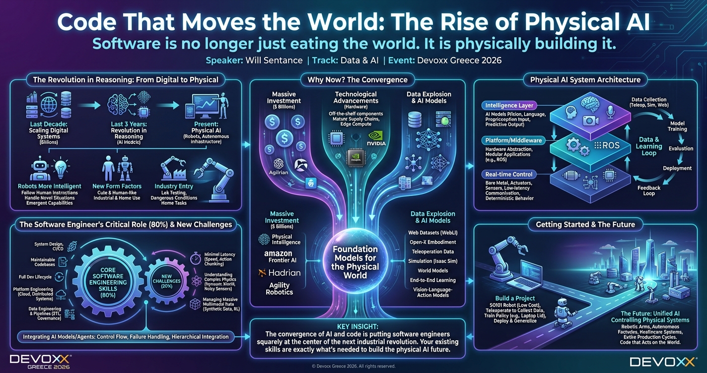 Code That Moves the World: The Rise of Physical AI: Software is no longer just eating the world. It is physically building it. infographic