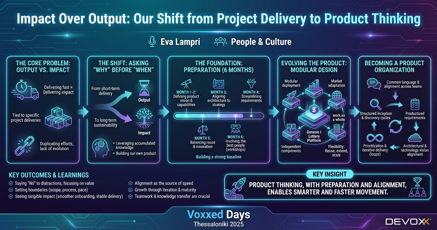 Impact Over Output: Our Shift from Project Delivery to Product Thinking infographic