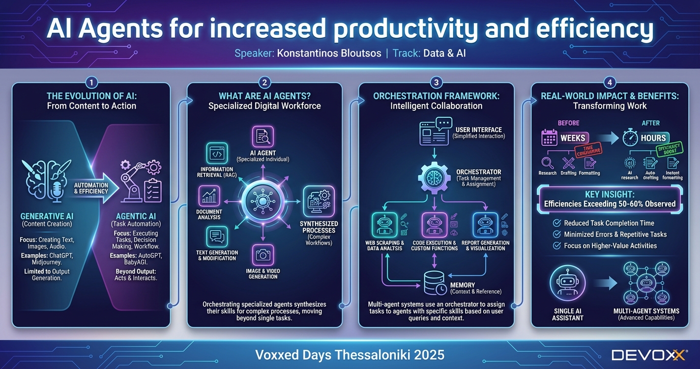AI Agents for increased productivity and efficiency infographic