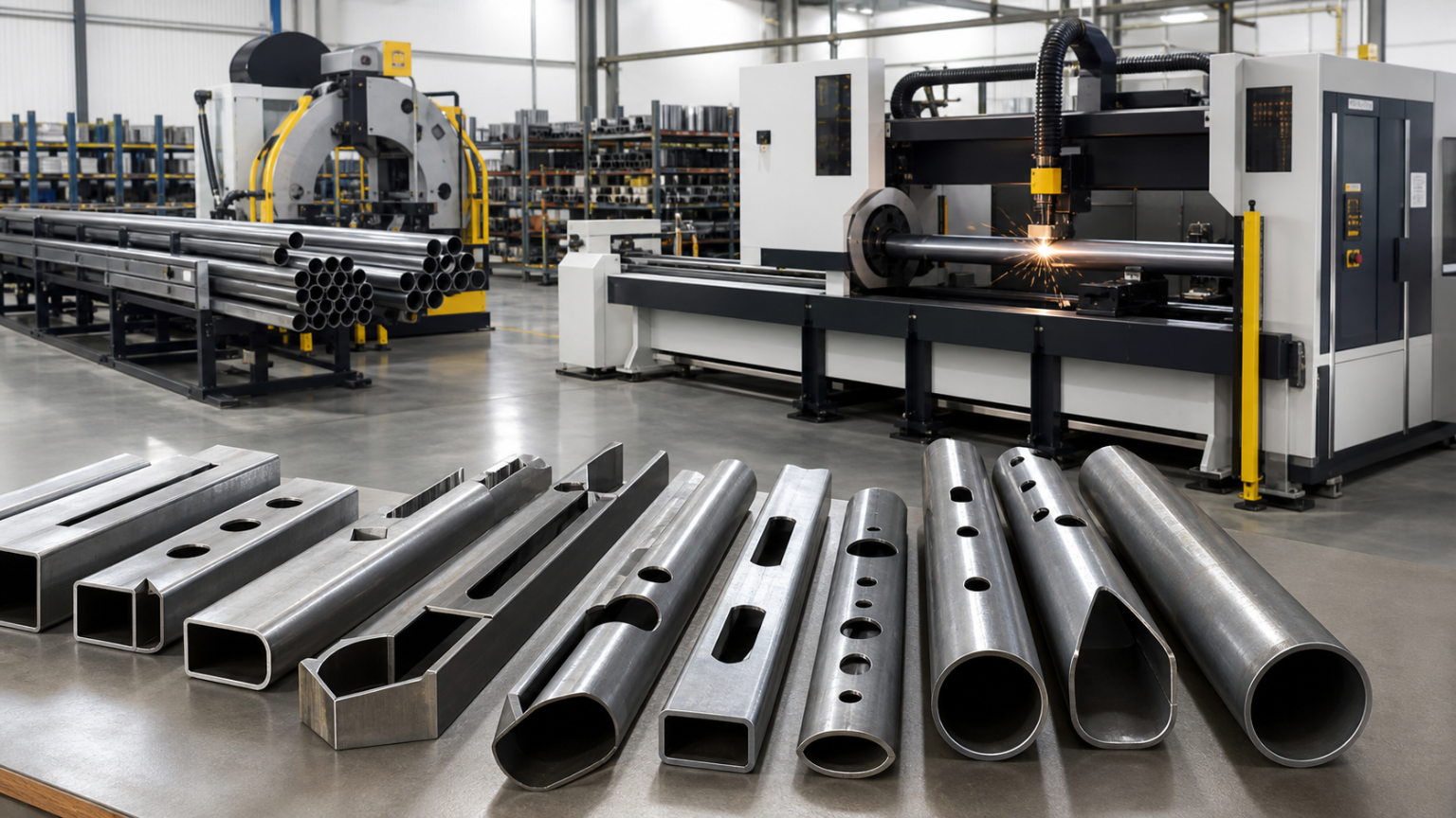 Tube parts staged on the BNL shop floor
