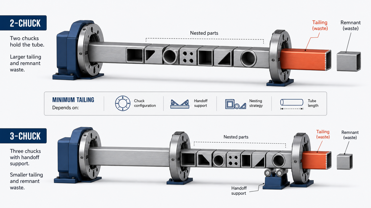 tube remnant and tailing comparison