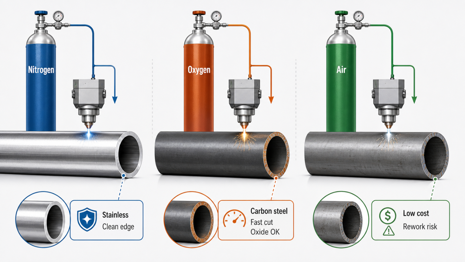 oxygen nitrogen air assist gas