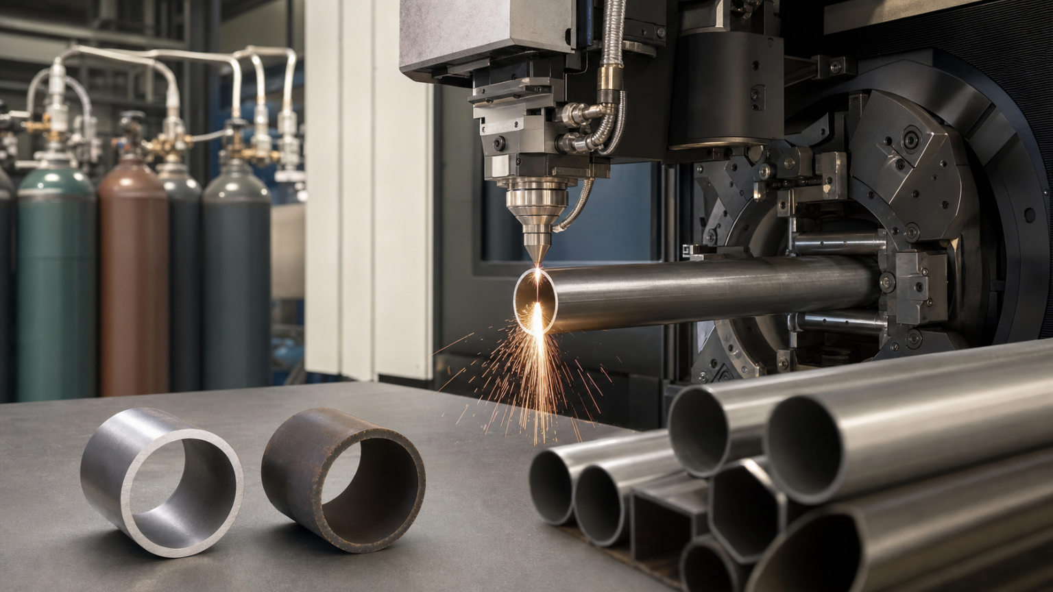 Tube parts staged on the BNL shop floor