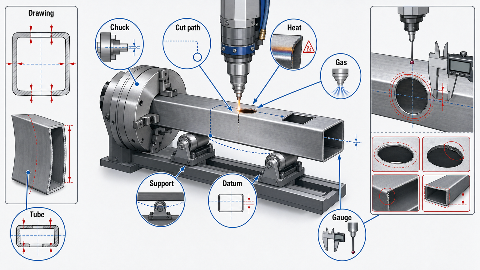 tube laser cutting defects