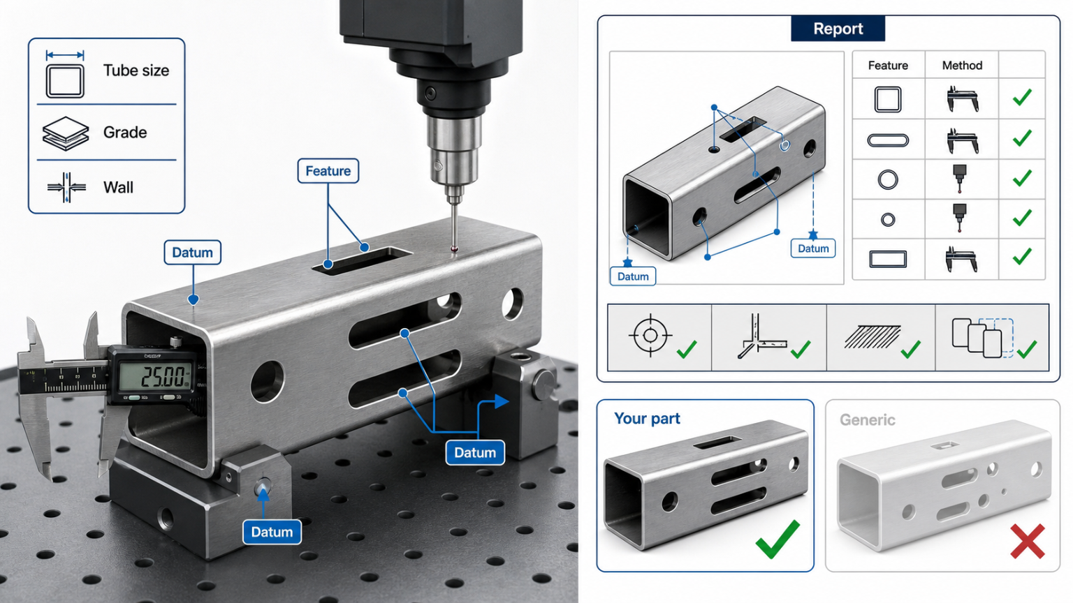 tube laser sample inspection