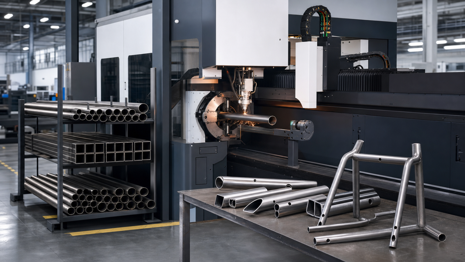 Tube parts staged on the BNL shop floor
