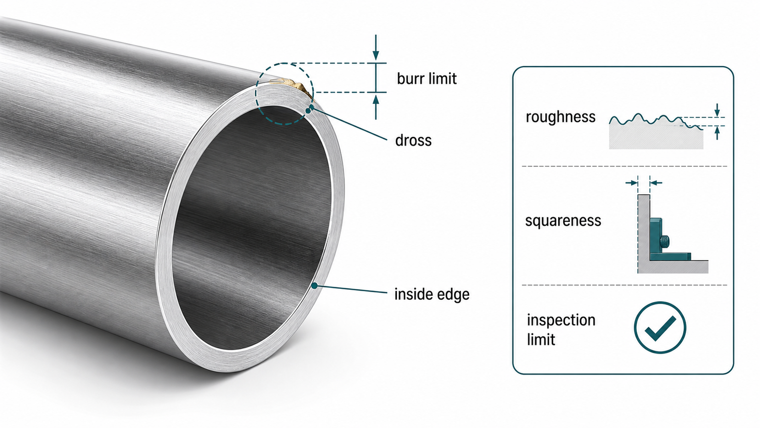 burr-free stainless tube edge
