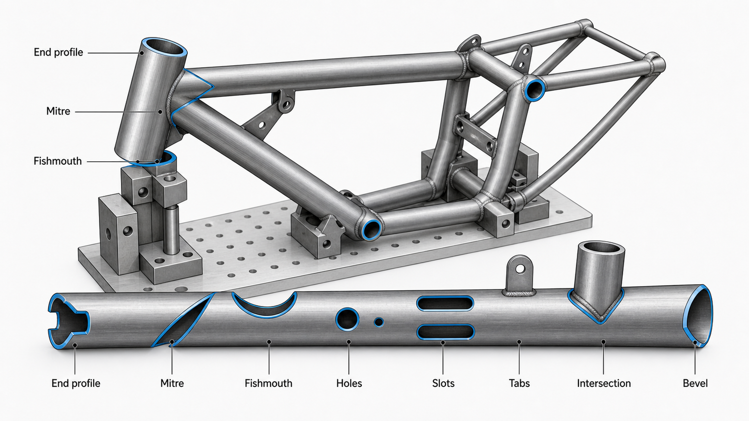 motorcycle frame tube features
