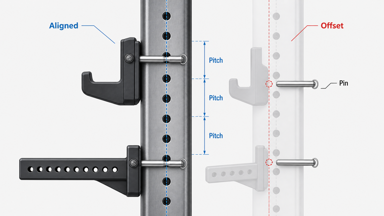 gym rack hole pitch accuracy
