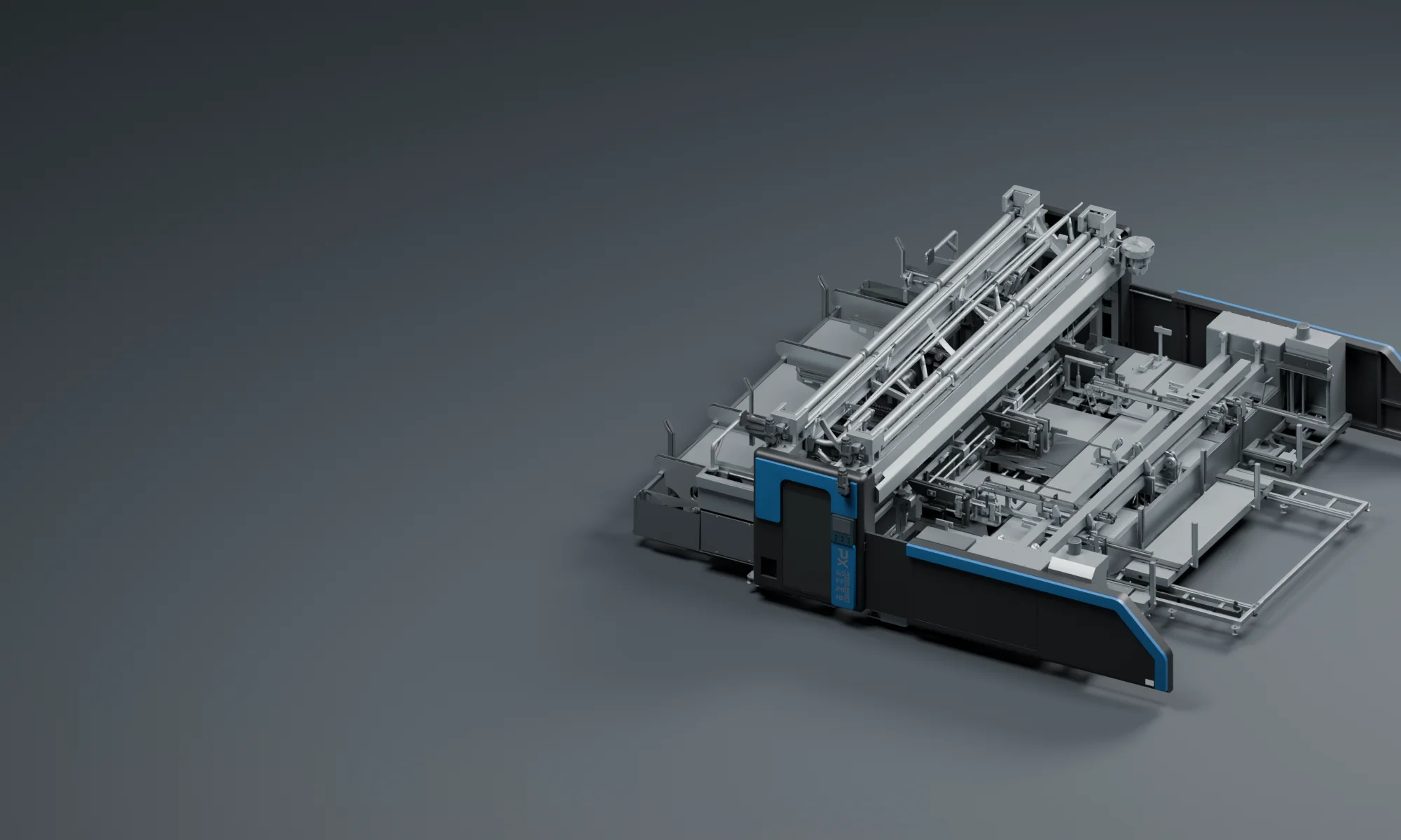 Rendered overview of the Pinxu automatic pipe and profile packaging line