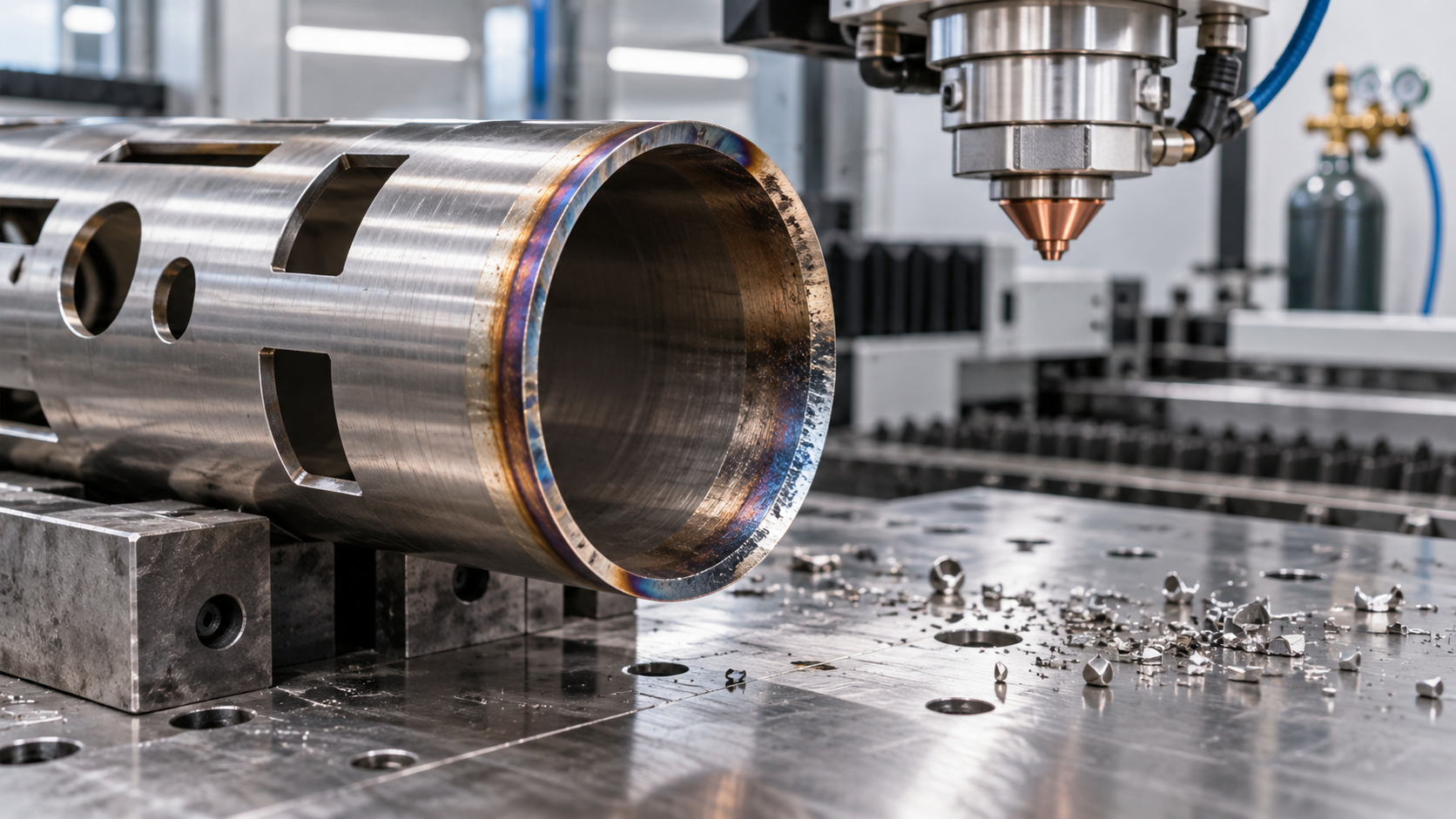 Tube parts staged on the BNL shop floor