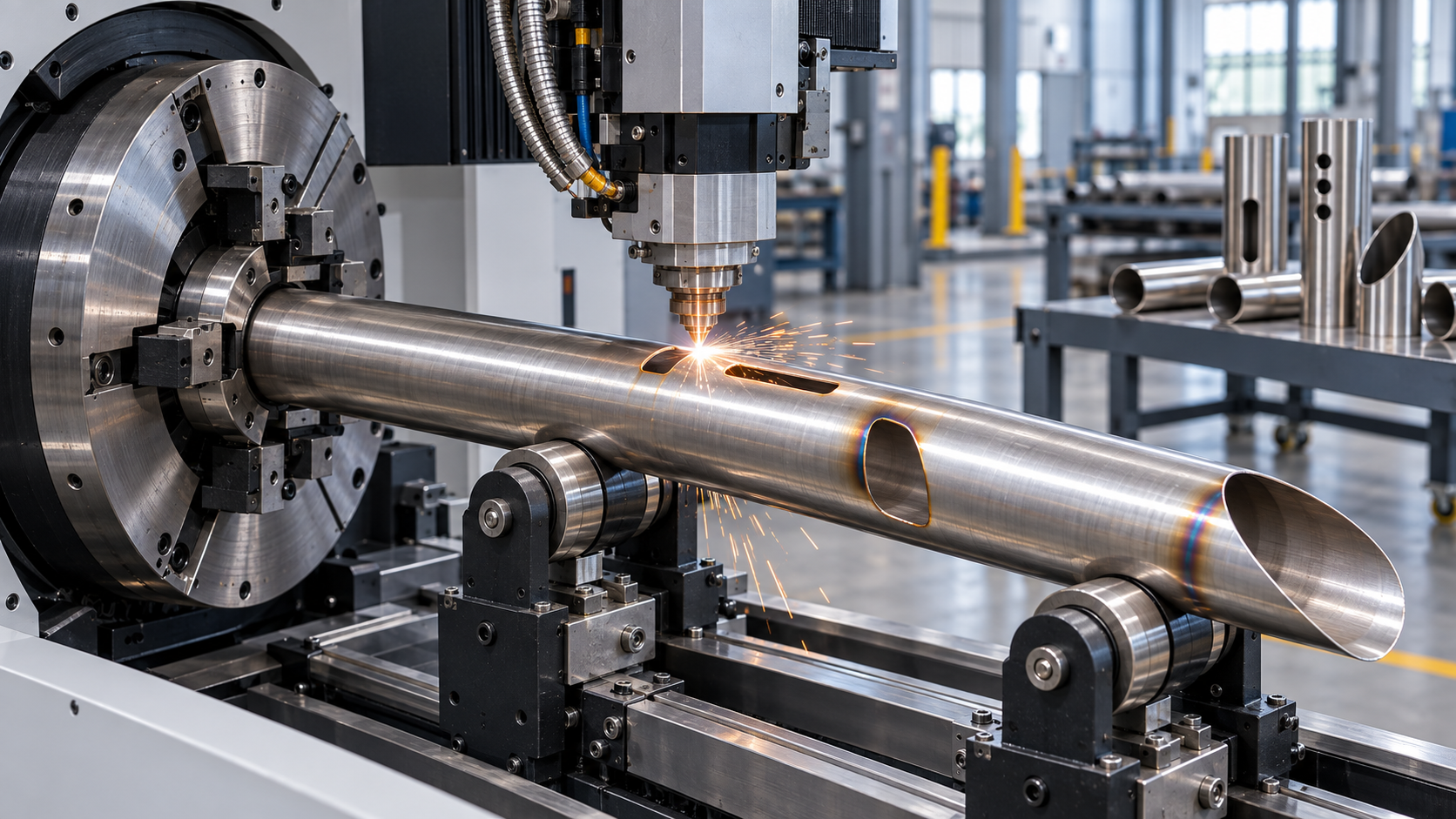 Tube parts staged on the BNL shop floor
