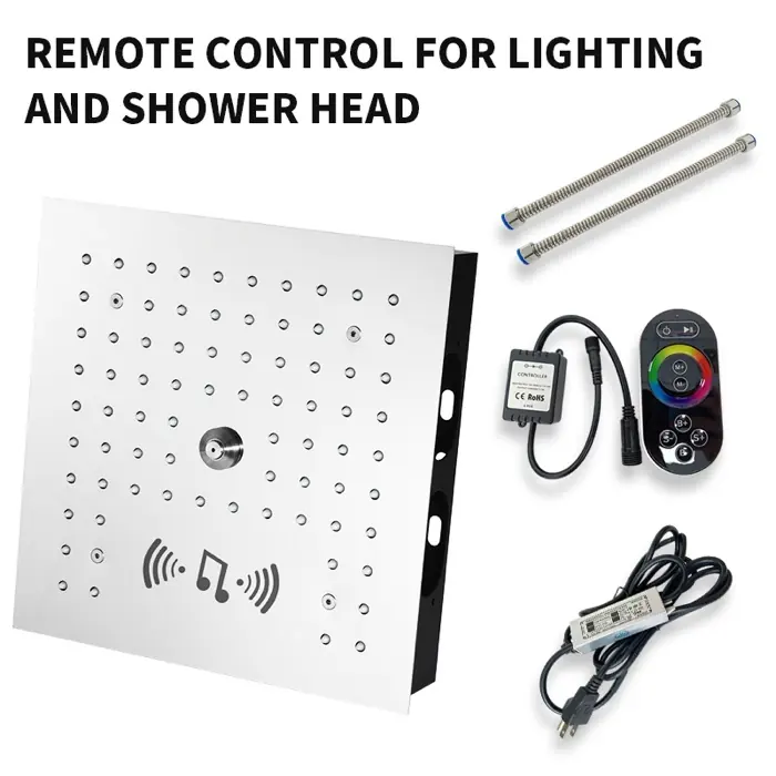 Meteor 300D concealed music ceiling shower in polished finish