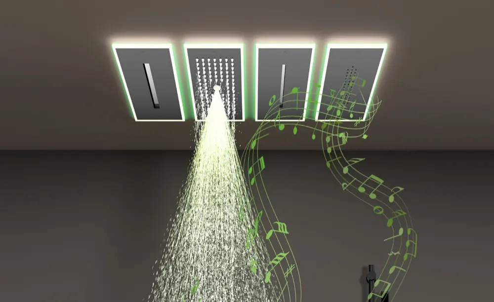 Ceiling shower composition with 4 separate modules