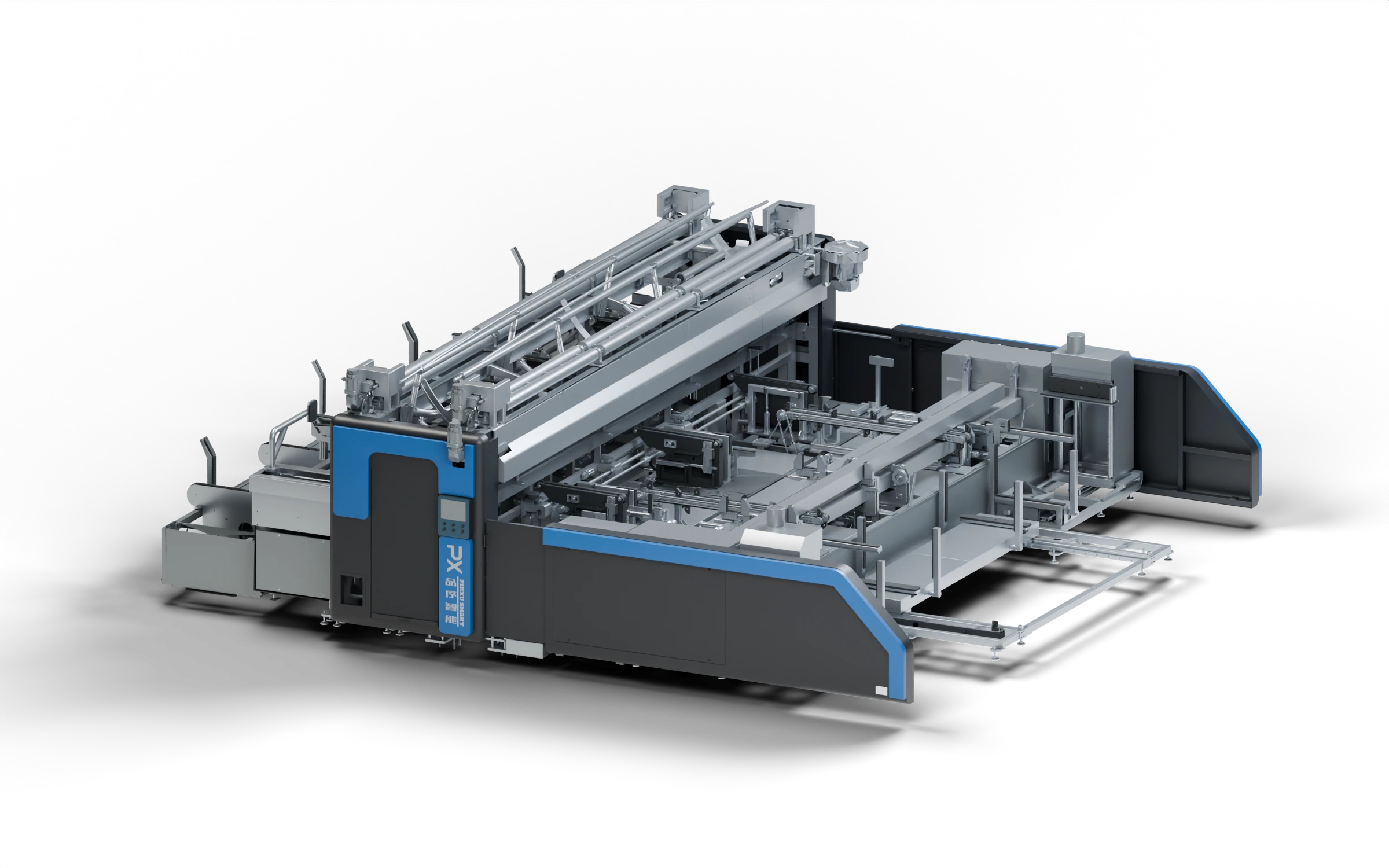 Low front three-quarter studio view of the Pinxu packaging equipment