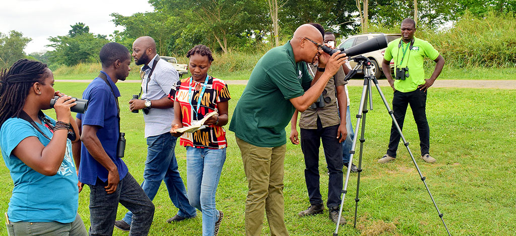 Representatives of the Greening Youth Foundation had a nice watching birds at the lakeside during their courtesy visit to the IITA Forest Center, Ibadan on 21 March 2018