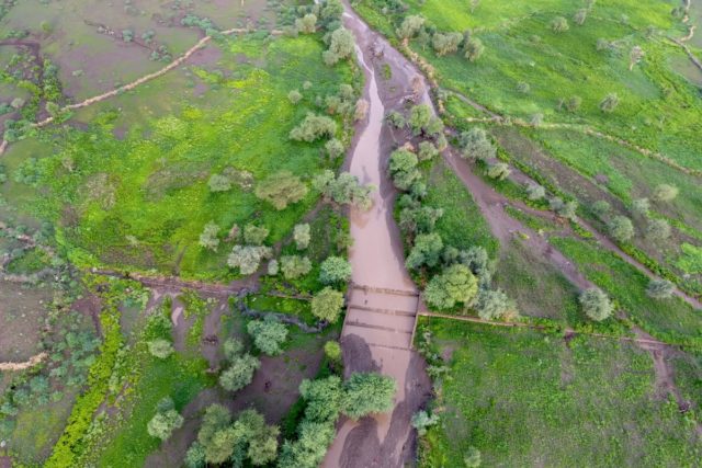 Water diverting weir structure in Chifra, Afar, Ethiopia.