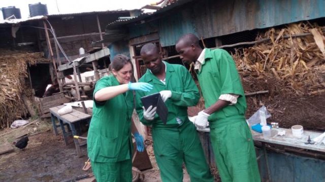 Researchers entering sampling data (photo credit: Zoonoses and Emerging Diseases).