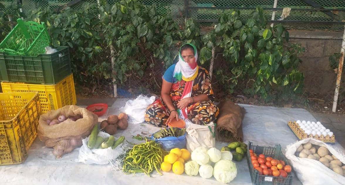 A woman selling vegetables and eggs from the slum of Srinagar colony Hyderabad. Photo: R Padmaja, ICRISAT