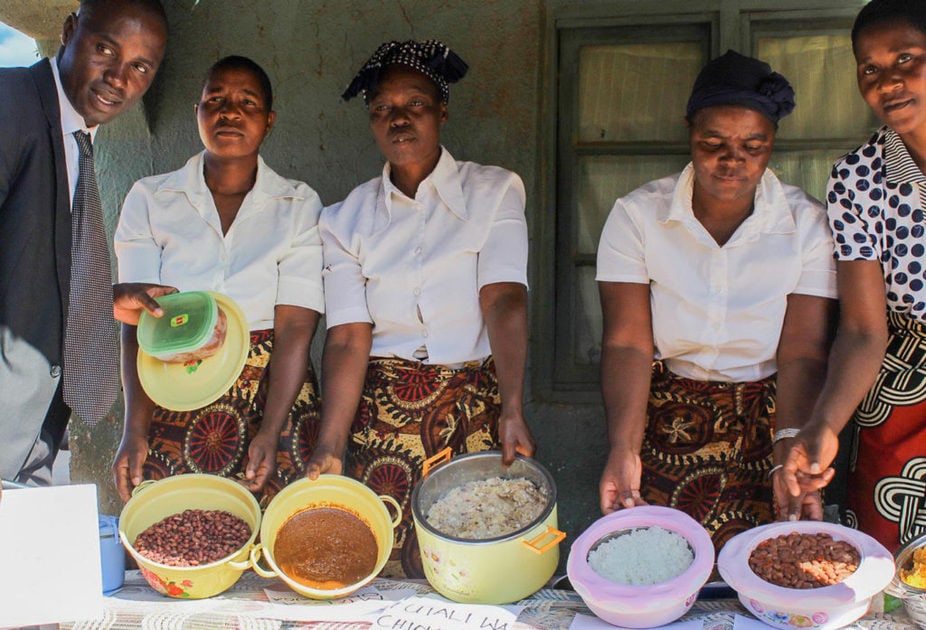 Mrs Juliana Maliro, third from left, during a cooking demonstration. Photo: MSIDP