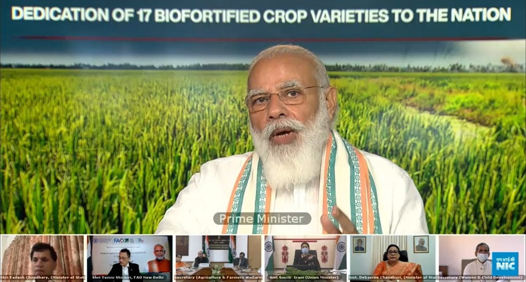 Indian PM Narendra Modi dedicates two ‘healthy oil’ groundnut varieties on World Food Day (ICRISAT)