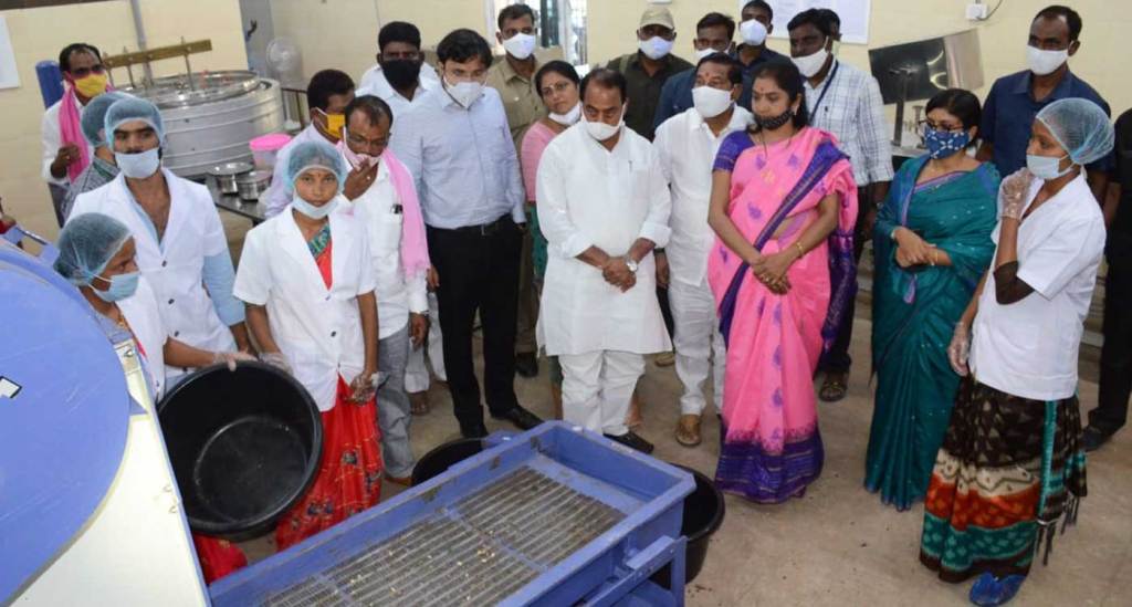 Mr. Indrakaran Reddy, Ms. Ajmera Rekha, MLA Khanapur, and others at the newly opened unit on Monday.