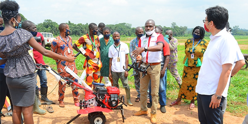 Small tiller demonstration by staff of Honda Manufacturing Nigeria.