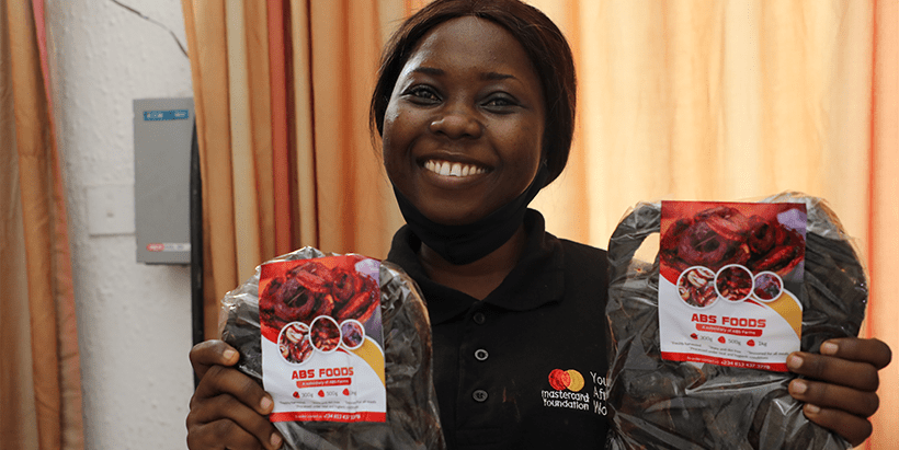 Oluwaseun Evelyn Areo displaying her product.