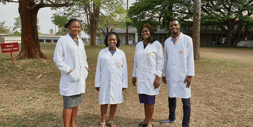 The award recipients (L-R) Oluwabunmi Deborah Ajamu, Odunayo Elizabeth Akinfala, Olateju Oyelami, and Samuel Alaohuo.