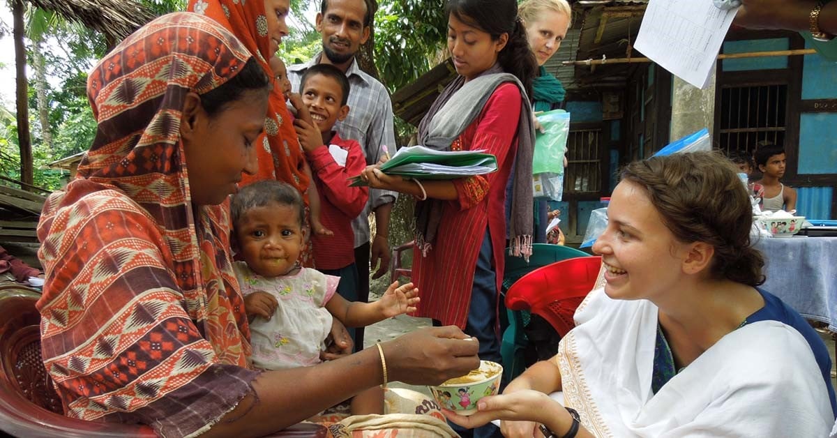 Jessica Bogard, PhD, works with rural communities in Bangladesh to test fish-based food products.