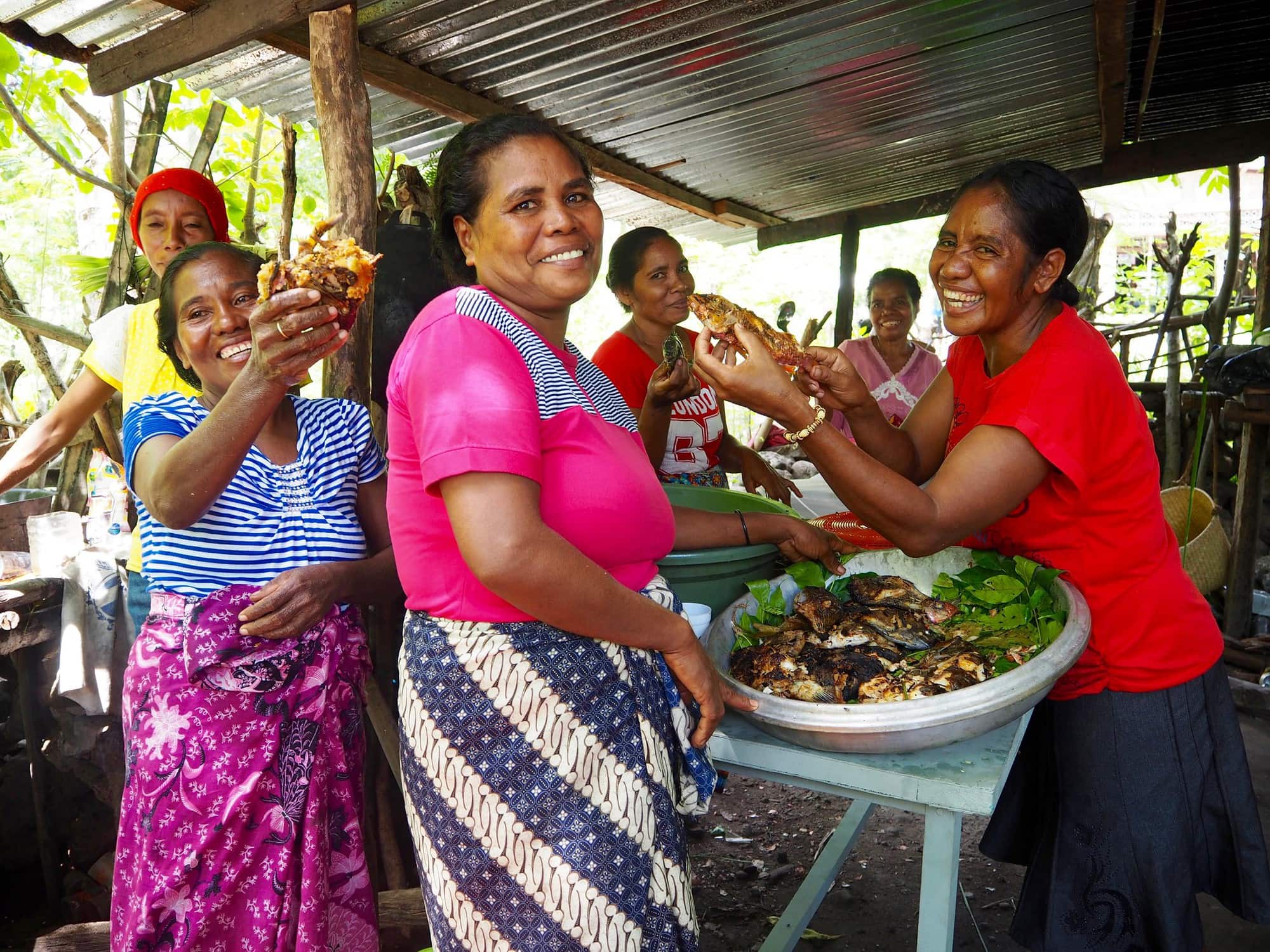 Fisher Margarida da Costa prepares her fish to be sold in the nation’s capital, Dili. Photo by Kate Bevitt.