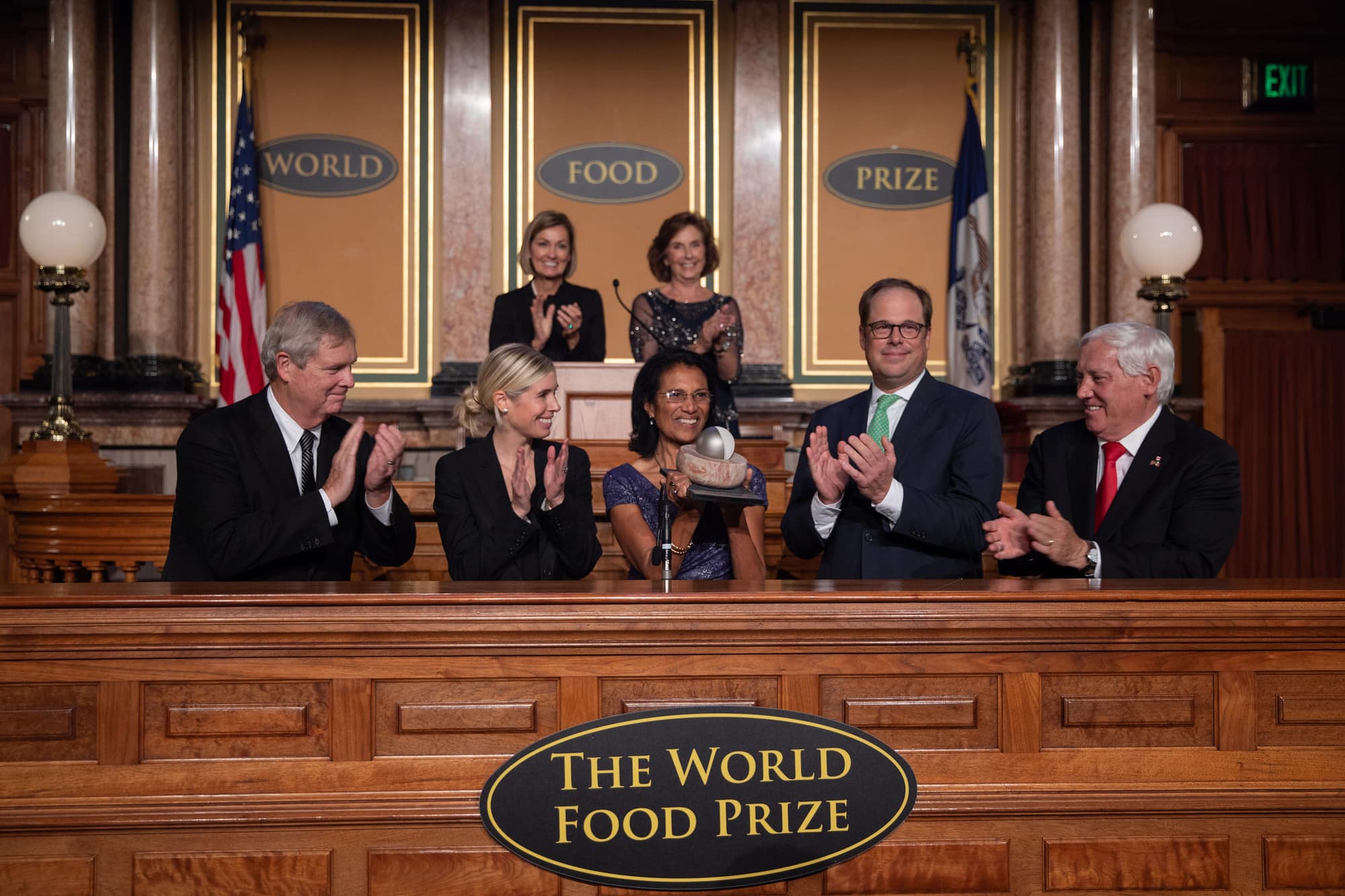 WorldFish scientist Shakuntala Thilsted receives World Food Prize for her influential research on nutrition, fish and aquatic food systems. Photo by World Food Prize Foundation.