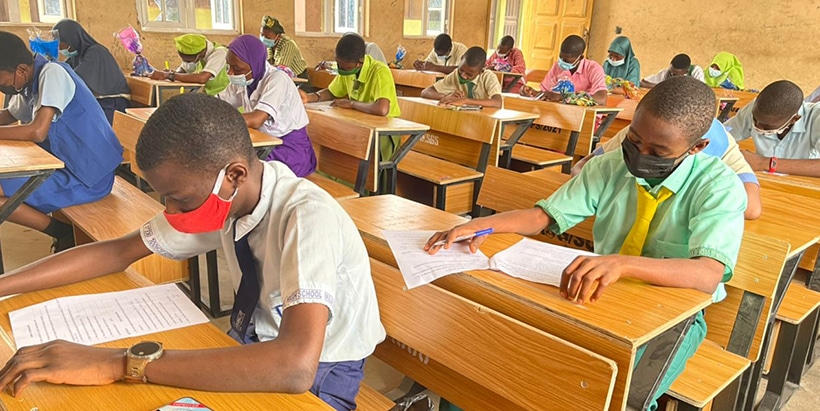 A cross-section of participating students writing the STEP Agri-competition qualifying examination in Lagos State.