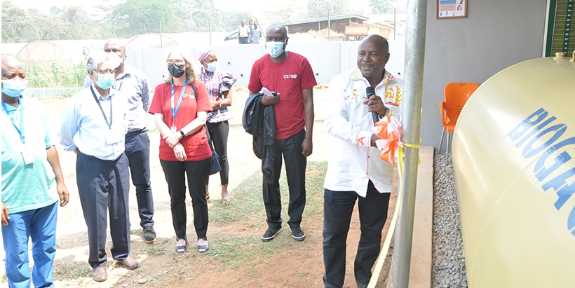 IITA Director General Nteranya Sanginga commissioning one of the Anaerobic Digestion Biogas Installations serving the on-campus canteens.